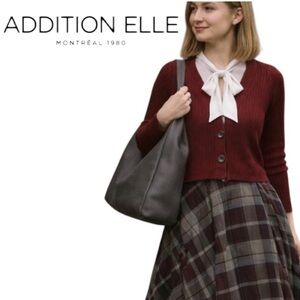 2X Addition Elle Soft Ribbed Button Up Cardigan  
“Wine Tasting” Colour